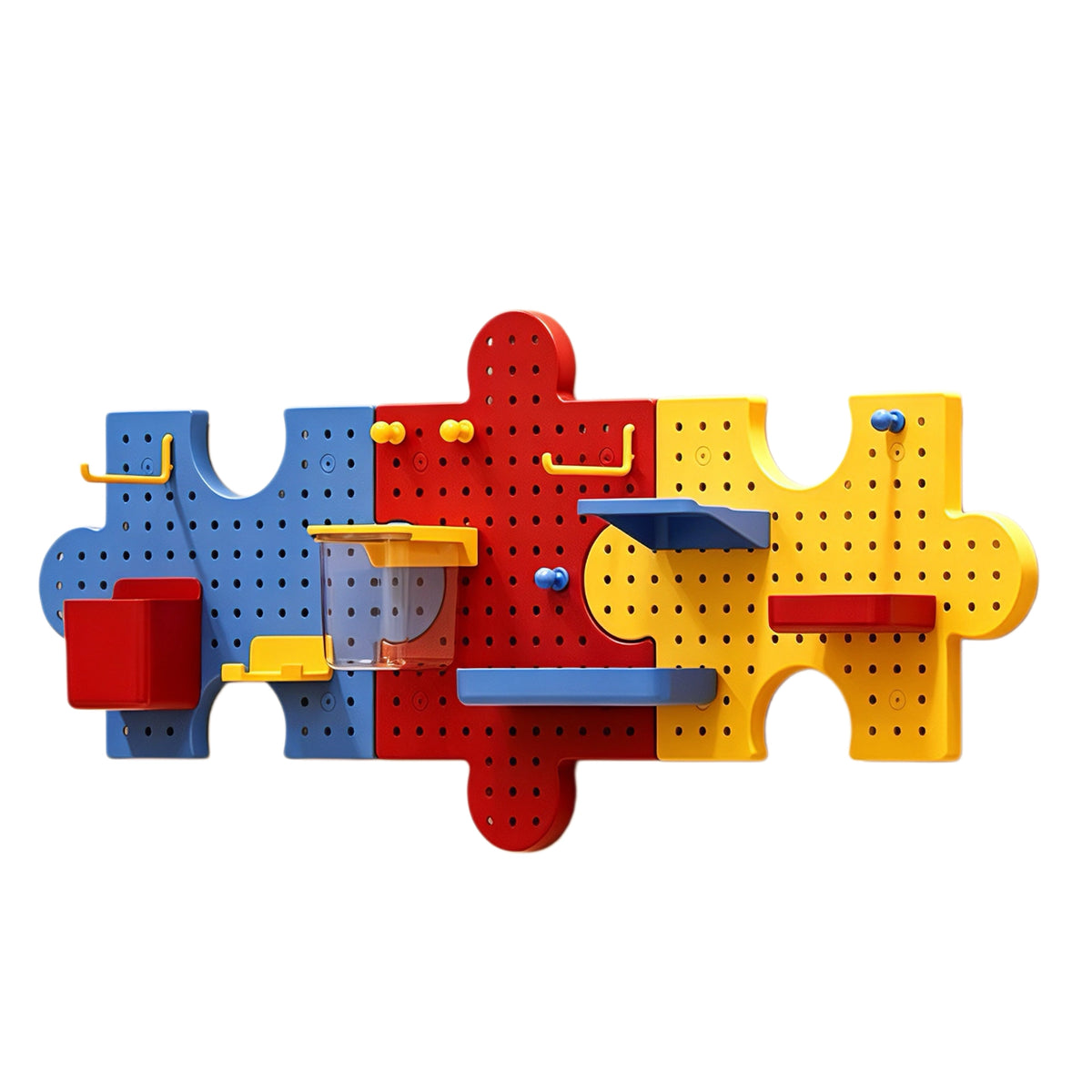 This dopamine‑style puzzle pegboard brings bold, vibrant colors to your wall decor. It features interlocking puzzle‑shaped panels and comes with various matching accessories for flexible storage. No drilling is needed, letting you easily organize small items while sprucing up your room.