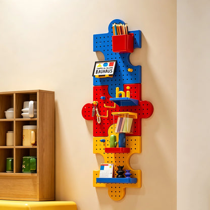 This dopamine‑style puzzle pegboard brings bold, vibrant colors to your wall decor. It features interlocking puzzle‑shaped panels and comes with various matching accessories for flexible storage. No drilling is needed, letting you easily organize small items while sprucing up your room.