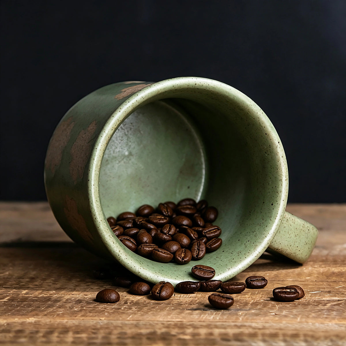 This vintage rough‑ceramic coffee mug comes in two styles, featuring a muted green speckled glaze full of rustic charm. One version is decorated with delicate four‑leaf clover patterns, while the other adopts a two‑tone color‑block design. It is ideal for enjoying coffee, tea, and daily hot drinks.